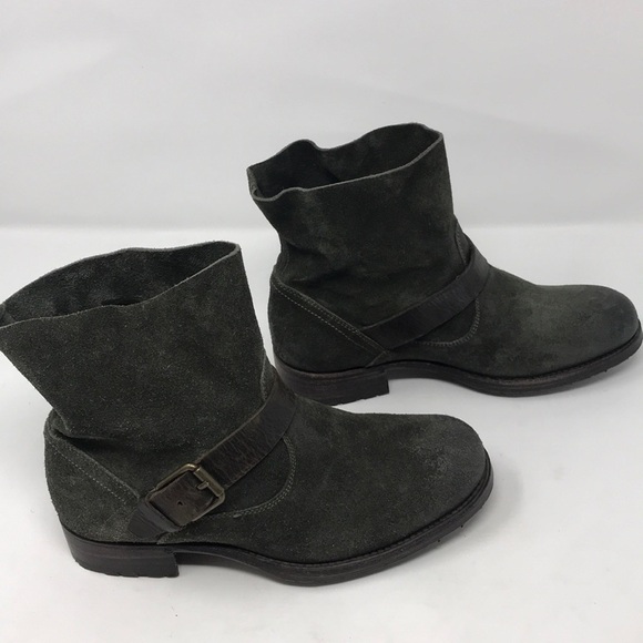 n.d.c. Olive Green Suede Moto Ankle Boots - Picture 3 of 8